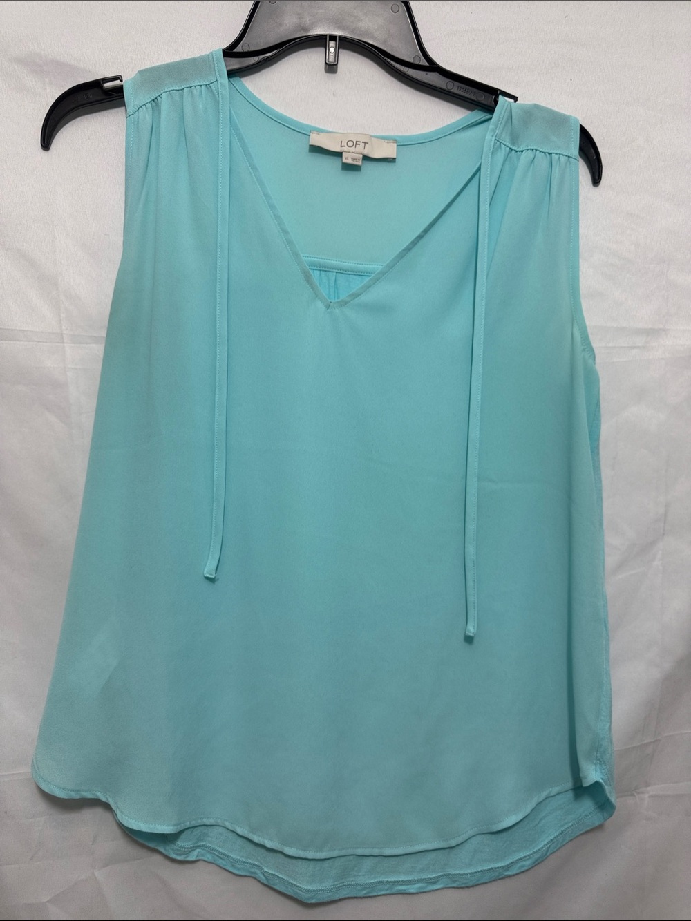 LOFT Women's Aqua Mixed Media Sleeveless V-Neck Shell-Sheer